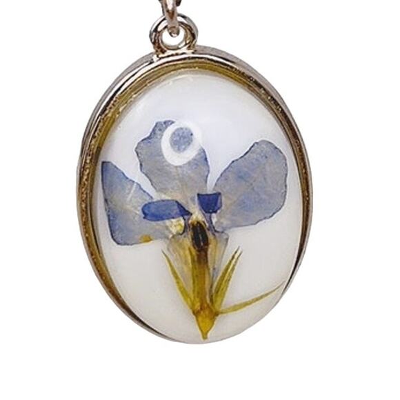 Disney Cinderella Pressed Flower Necklace w Slipper RARE - Picture 1 of 8
